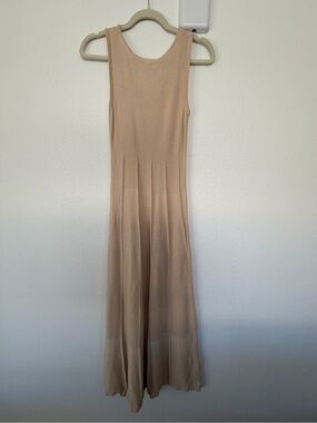 Zara Sleeveless Knit Maxi Dress in Light Beige